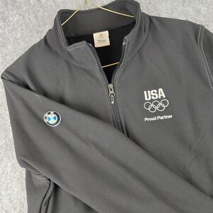 BMW Team USA Olympic Jacket Black Full Zip Softshell Fleece Lined Men Medium M